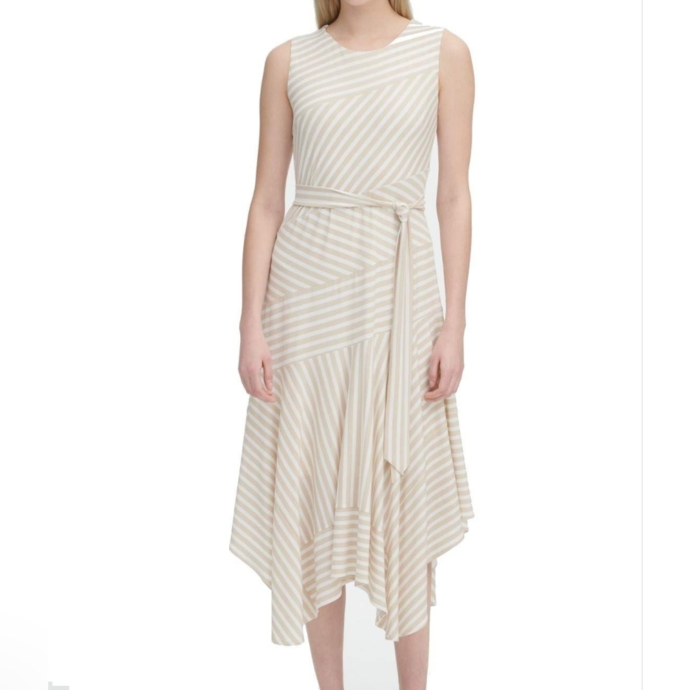 Calvin Klein Sleeveless Striped Midi Dress – Size M